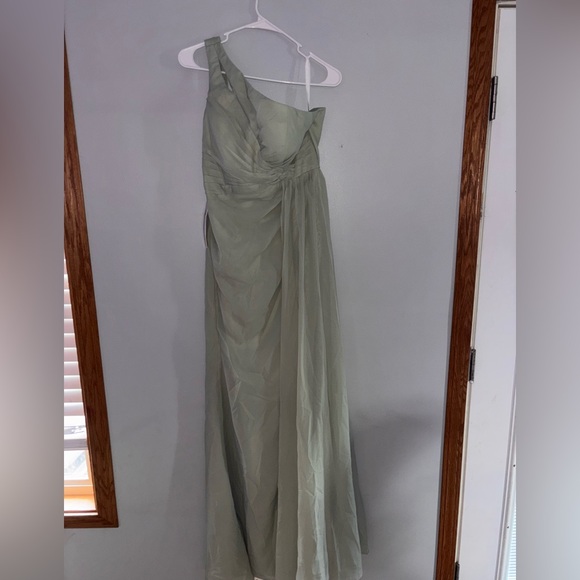 Wear Your Love Dresses & Skirts - Asymmetrical One-Shoulder Sage Green Evening Dress